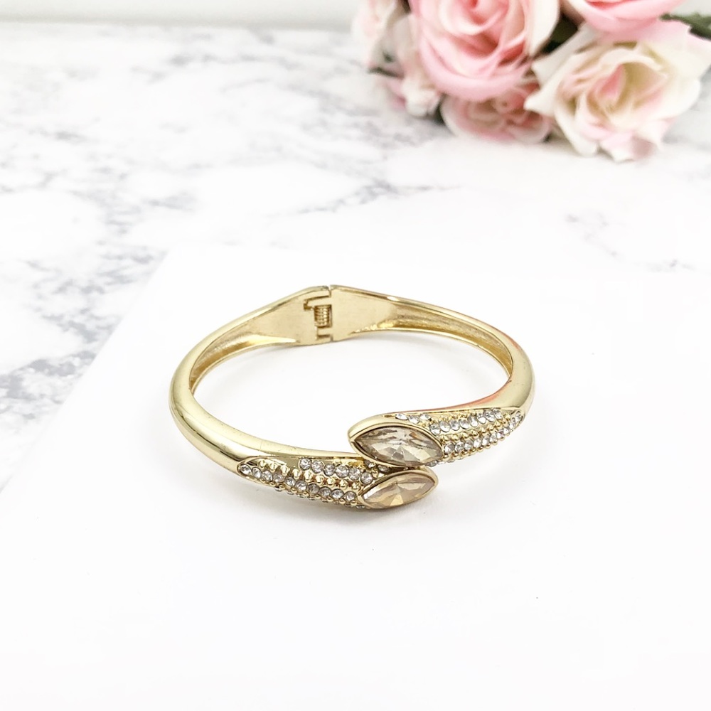 Amber Crystal Oval Stone Bracelet Bangle